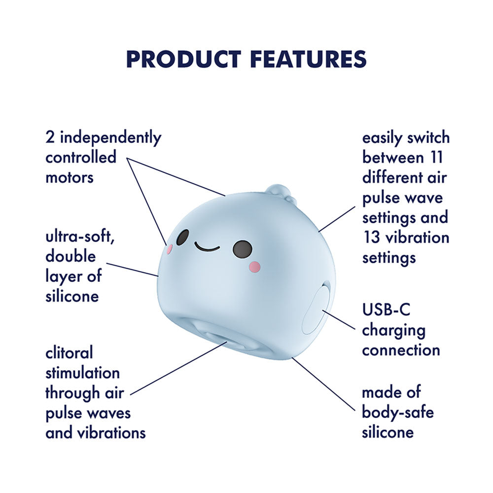 Satisfyer Air Pulse Stimulator – USB Rechargeable, Body-Safe Silicone – Frost Blue