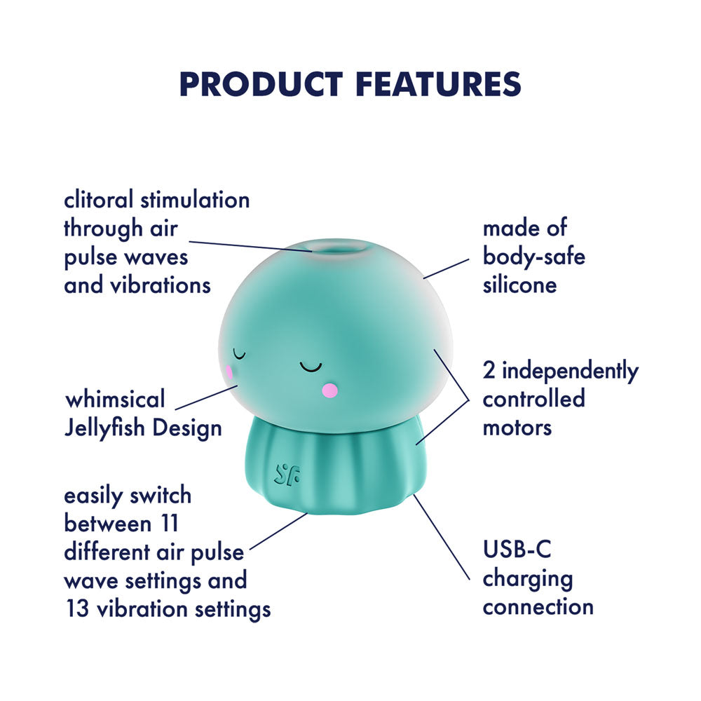 Satisfyer Air Pulsation Stimulator – USB Rechargeable – Body-Safe Silicone – Green
