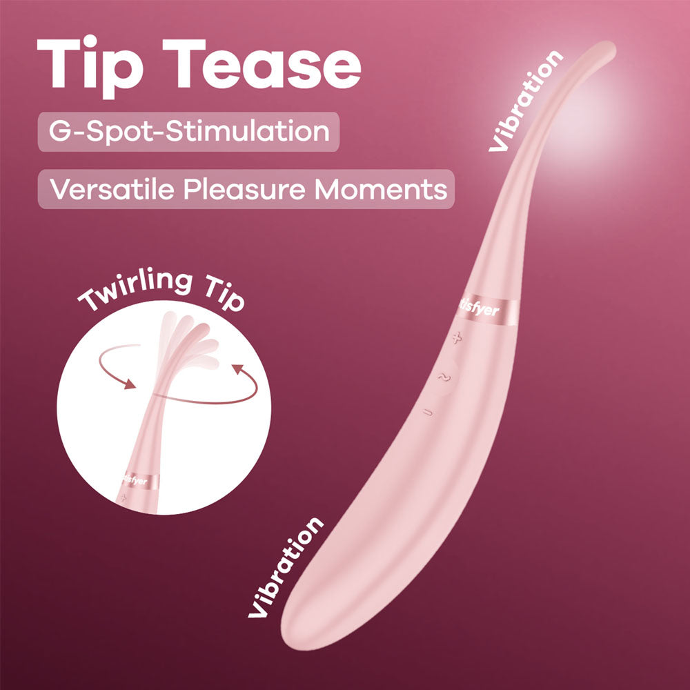 Satisfyer Tip Tease - USB Rechargeable Rose Vibrator with Twirling Tip for Enhanced Pleasure
