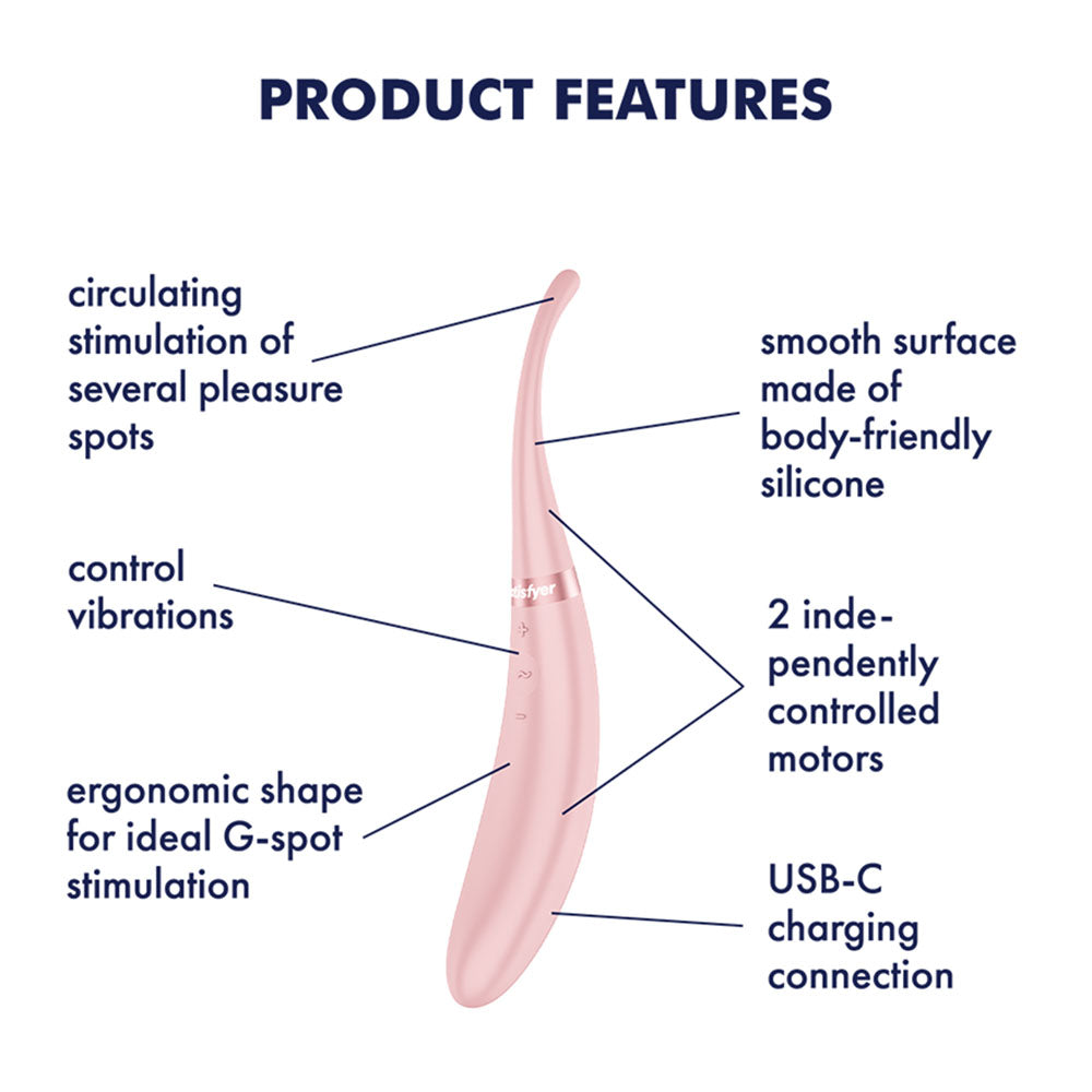 Satisfyer Tip Tease - USB Rechargeable Rose Vibrator with Twirling Tip for Enhanced Pleasure