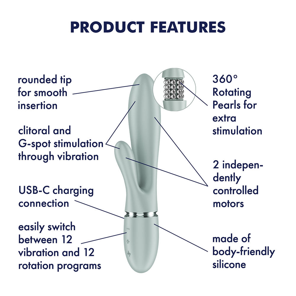 Satisfyer Vibrator – USB-C Rechargeable, Body-Safe Silicone – Green – 21.5 cm