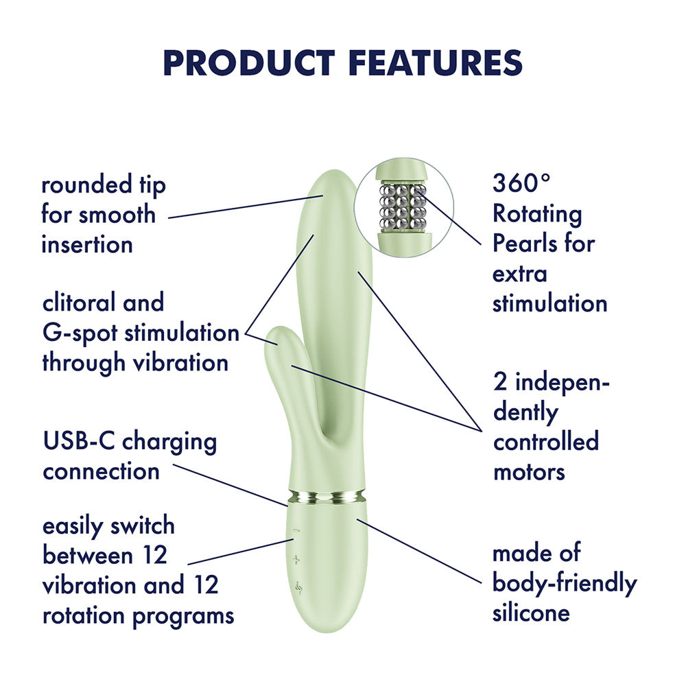 Satisfyer Premium Vibrator – USB-C Rechargeable, Body-Safe Silicone – Light Green – 21.5 cm