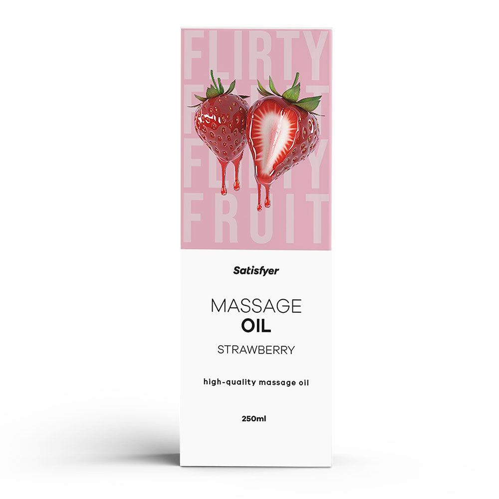 Satisfyer Strawberry Scented Massage Oil – 250 ml Body-Safe Formula for Relaxation and Wellness