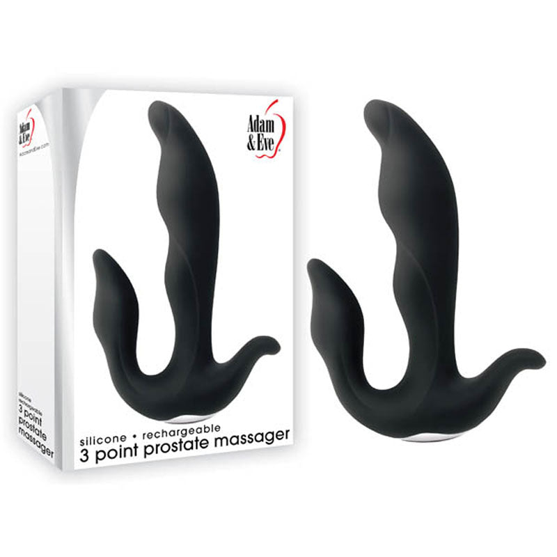 Adam & Eve Black USB Rechargeable 3-Point Prostate Massager