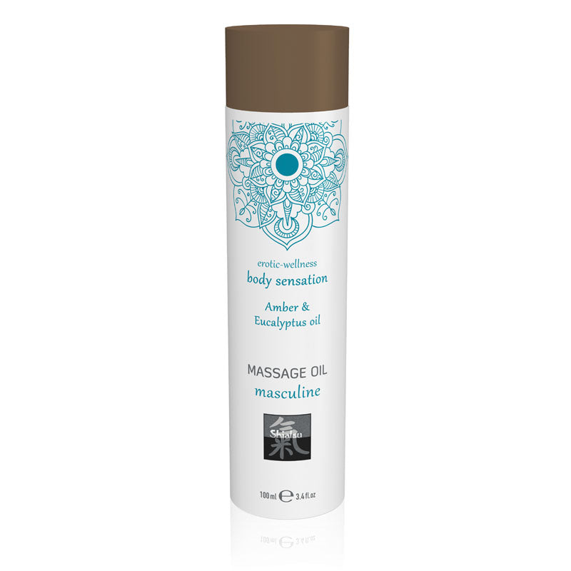 Men's SHIATSU Massage Oil - Amber & Eucalyptus Scent - 100ml