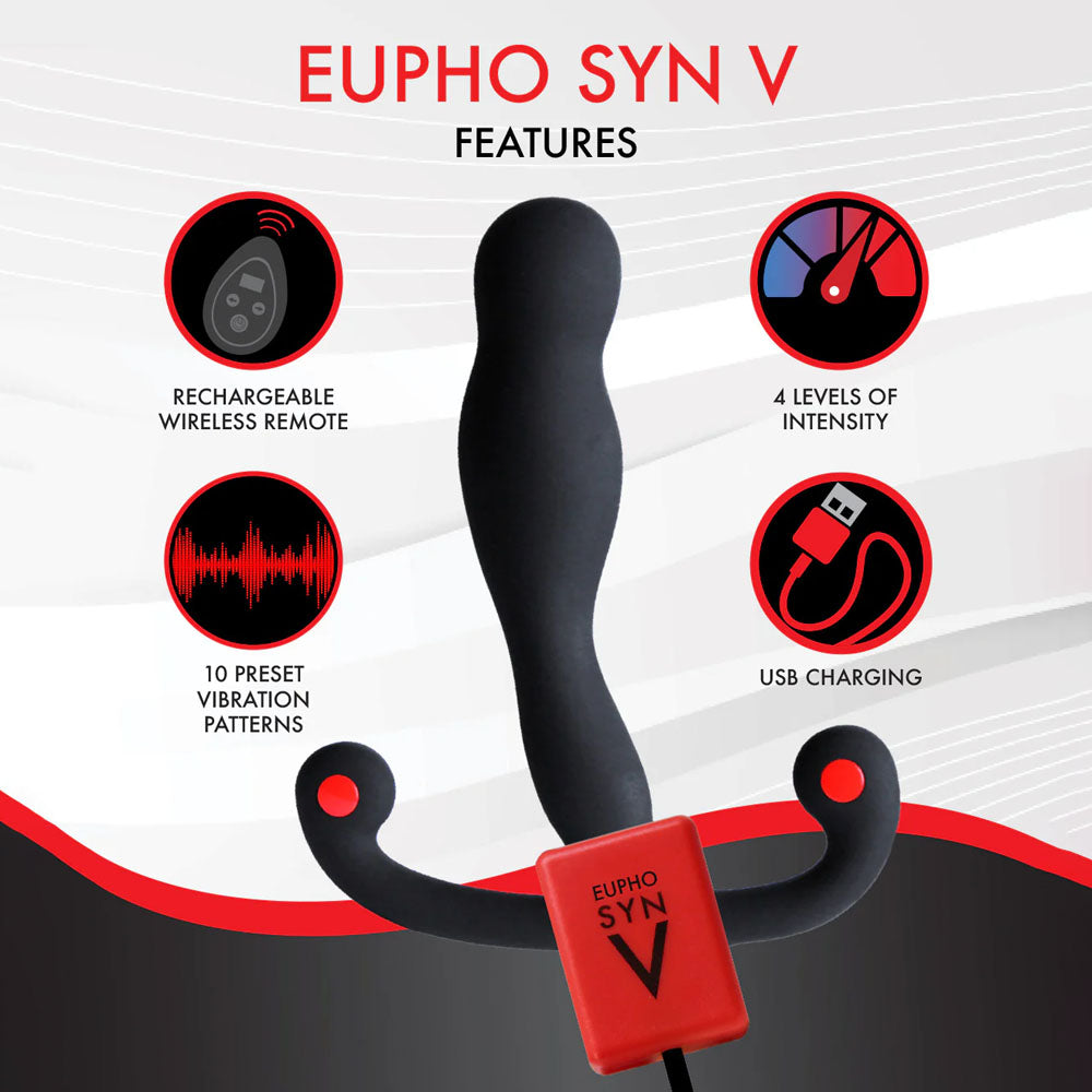 Aneros Eupho Syn V - Black USB Rechargeable Prostate Massager with Remote Control for Wellness and Relaxation