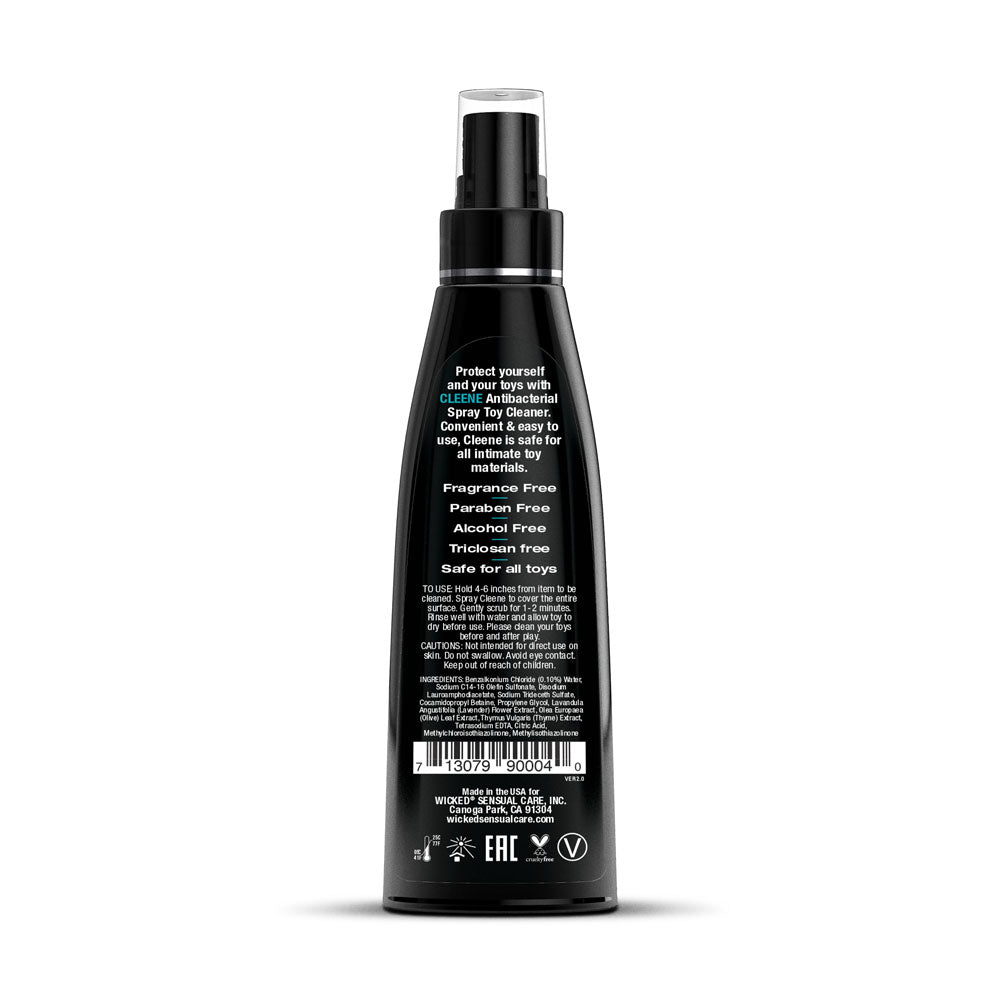 Black spray bottle with label on a white background