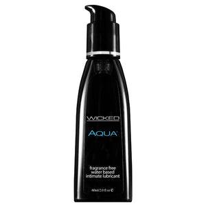 Black bottle of Wicked Aqua lubricant on a white background