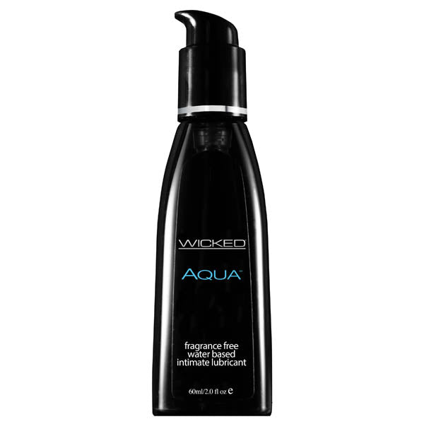 Black bottle of Wicked Aqua lubricant on a white background