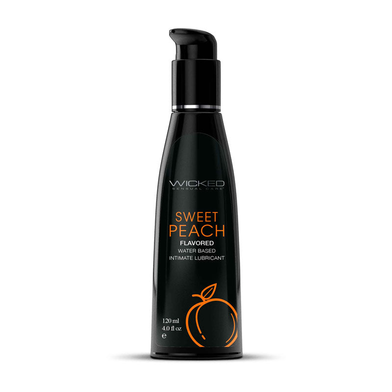 Wicked Aqua Sweet Peach Flavoured Water-Based Lubricant – 120 ml (4 oz) Bottle – Body-Safe & Vegan-Friendly