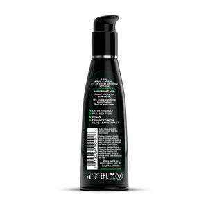 Black bottle with text on a white background