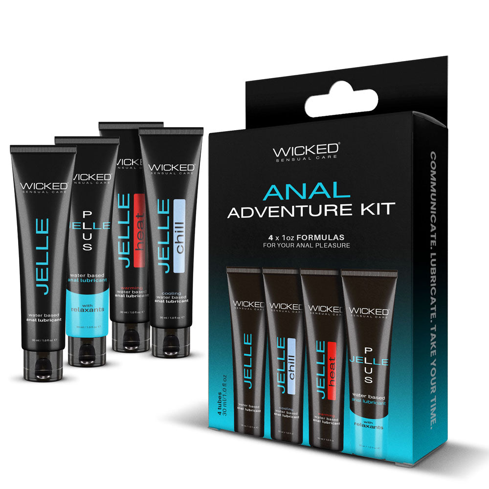 Wicked Body-Safe Anal Adventure Kit – Mixed Gel Lubricants (30 ml Bottles, 4 Pack)