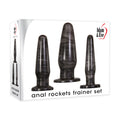 Adam & Eve Body-Safe Anal Rockets Trainer Set – Black Butt Plugs (3 Sizes for Comfortable Exploration)