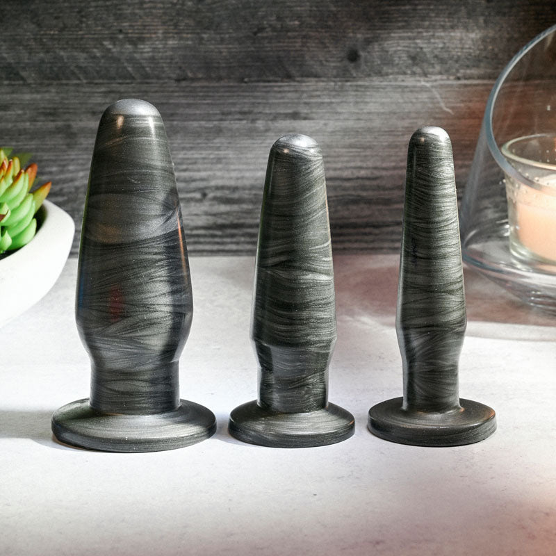 Adam & Eve Body-Safe Anal Rockets Trainer Set – Black Butt Plugs (3 Sizes for Comfortable Exploration)