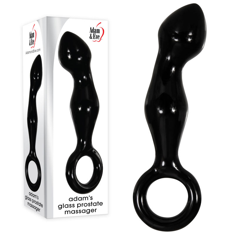 Adam & Eve Glass Prostate Massager – Black Glass, 16.6 cm, Body-Safe Design for Enhanced Wellness