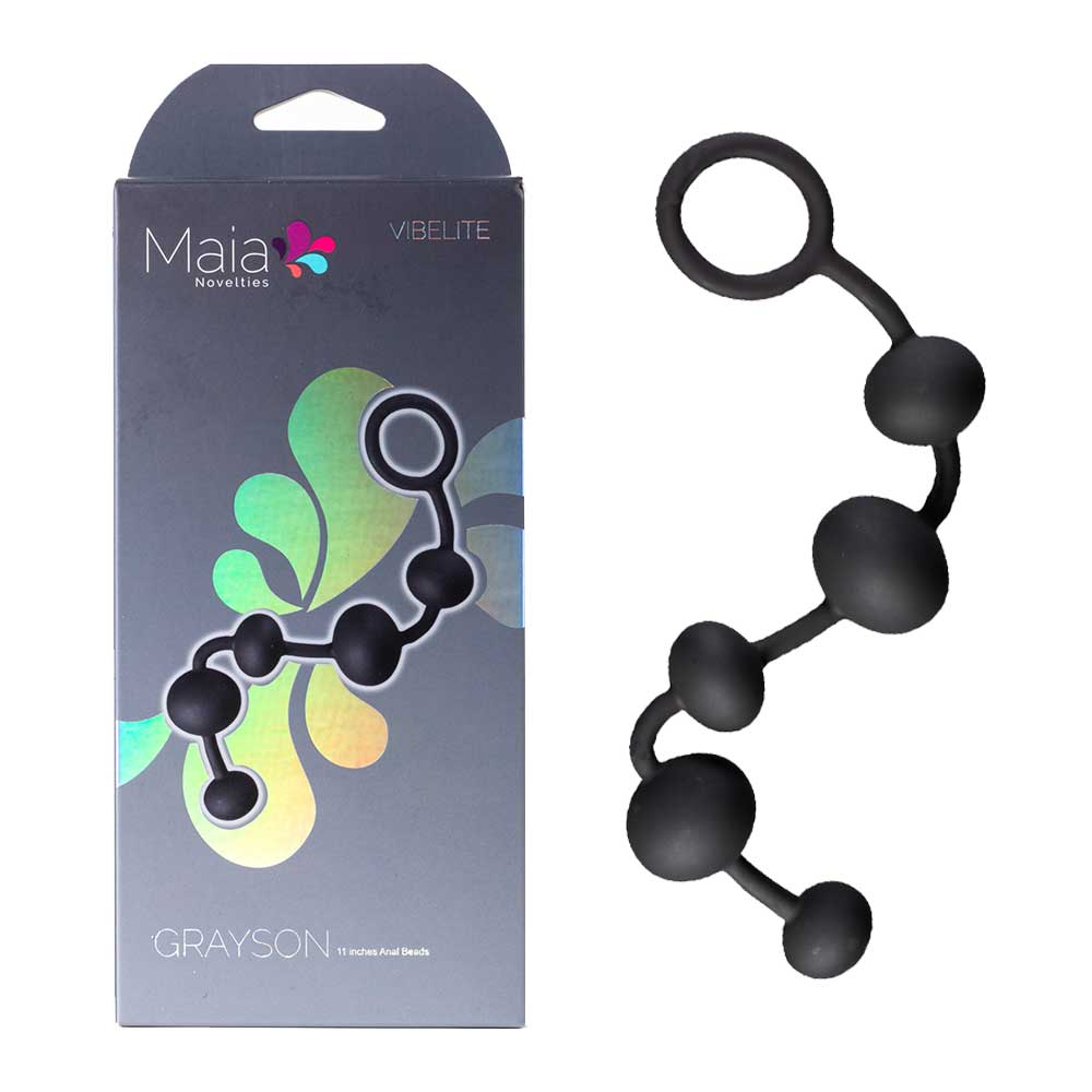 Maia GRAYSON - Body-Safe Silicone Anal Beads in Black (16.5 cm, Gender-Neutral Design)