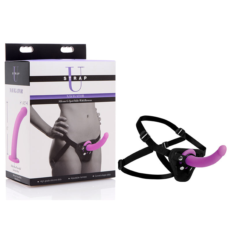 Strap-U Navigator - Body-Safe Silicone G-Spot Strap-On in Purple (16.5 cm, Gender-Neutral)