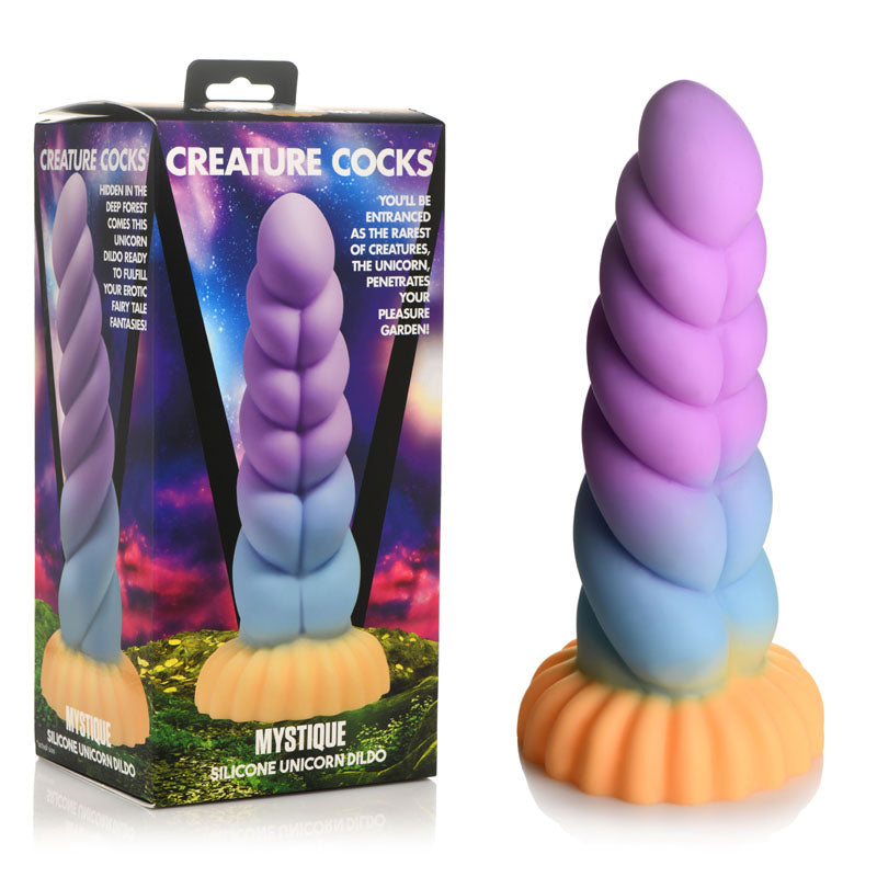 Mystique Fantasy Unicorn Dildo - Premium Silicone, 21 cm | Body-Safe & Vibrant Colors