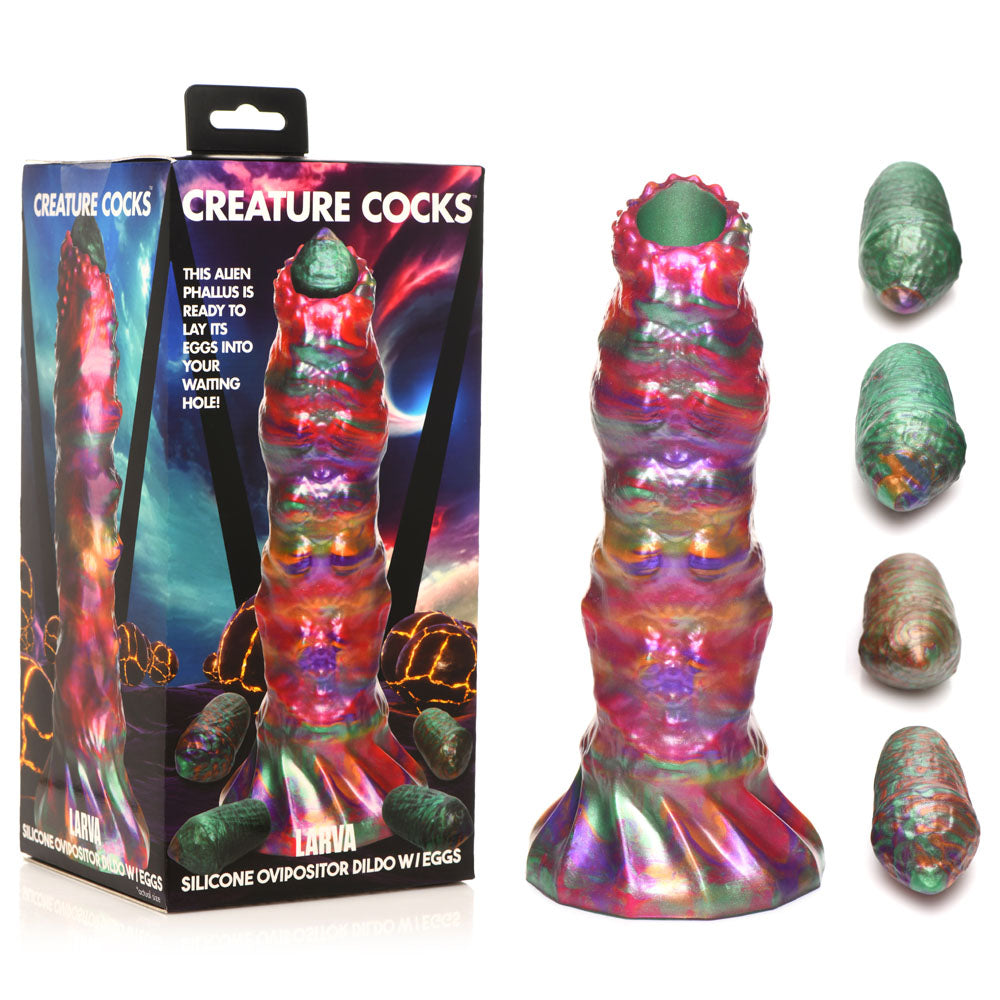 Creature Cocks Larva Fantasy Silicone Dildo – Vibrant 22.9 cm with Egg Details (Body-Safe, Gender-Neutral)