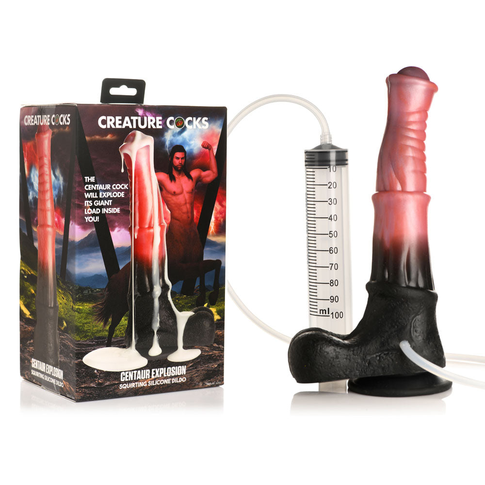 Creature Cocks Centaur Explosion - Fantasy Squirting Dildo in Pink/Black (24.5 cm, Body-Safe Material)