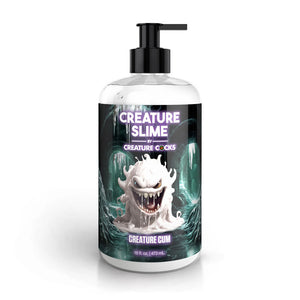 Bottle of 'Creature Slime' with a pump dispenser on a white background