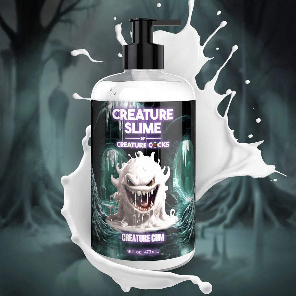Bottle of 'Creature Slime' with a dark green background