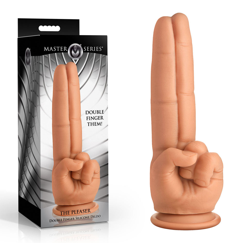 Master Series Double Finger Dildo - Flesh (23.6 cm, Body-Safe, Gender-Neutral)