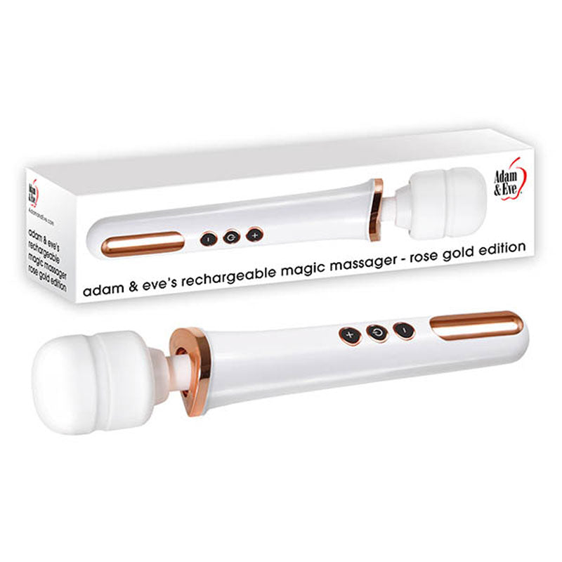 Adam & Eve Vibrator – Rechargeable, Body-Safe Silicone – Rose Gold/White – 33 cm