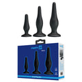 Party Up JERRY Body-Safe Butt Plug Set - Black - 3 Size Options for All Bodies