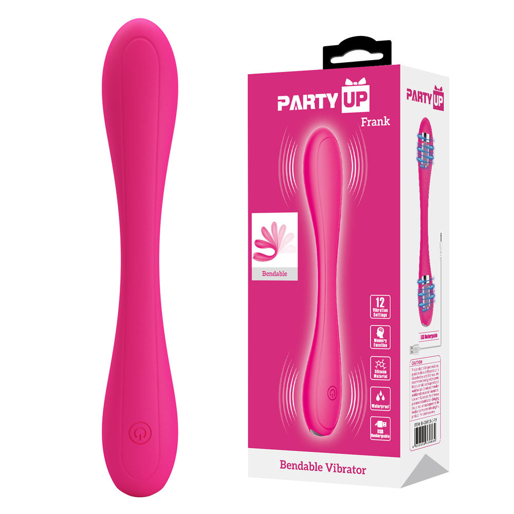 Party Up FRANK Flexible Vibrator – Pink (17.1 cm, Bendable, Body-Safe Silicone)