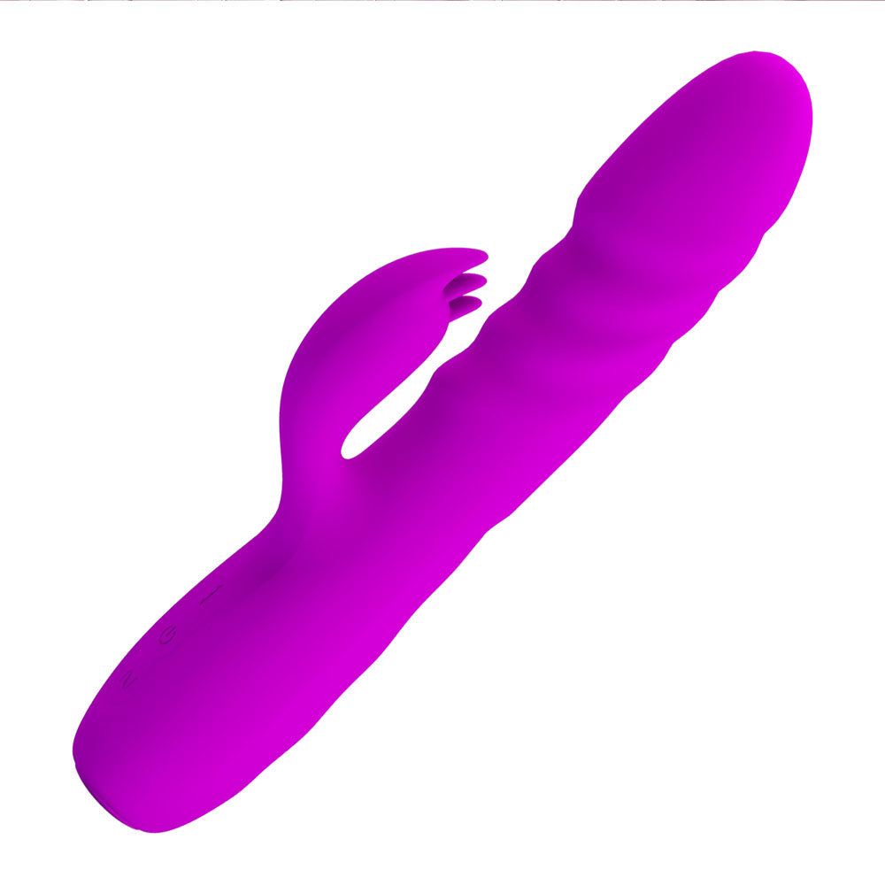 Party Up BOB Thrusting Rabbit Vibrator - Purple (25 cm, USB Rechargeable, Body-Safe Silicone)