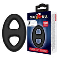 CRAZY BULL Body-Safe Oval Cock & Ball Ring - Black (Comfort Fit, Adjustable Size)