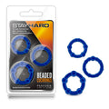 Stay Hard Body-Safe Beaded Cock Rings – Set of 3 Sizes in Blue (Durable, Comfortable Fit)