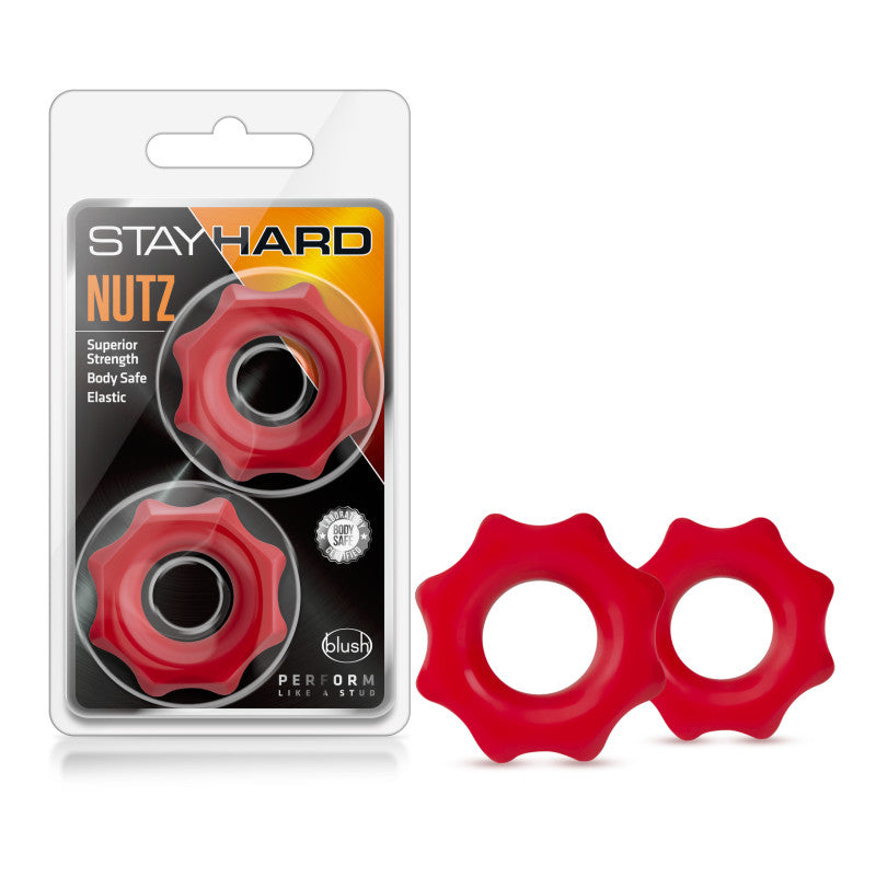 Stay Hard Nutz Red Cock Rings - Set of 2 for Enhanced Performance