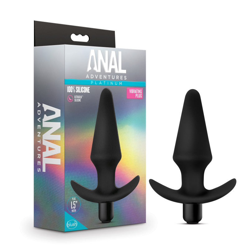 Anal Adventures Platinum Vibrating Butt Plug - Black 12.7 cm (5 inches) - Body-Safe, USB Rechargeable Pleasure Toy