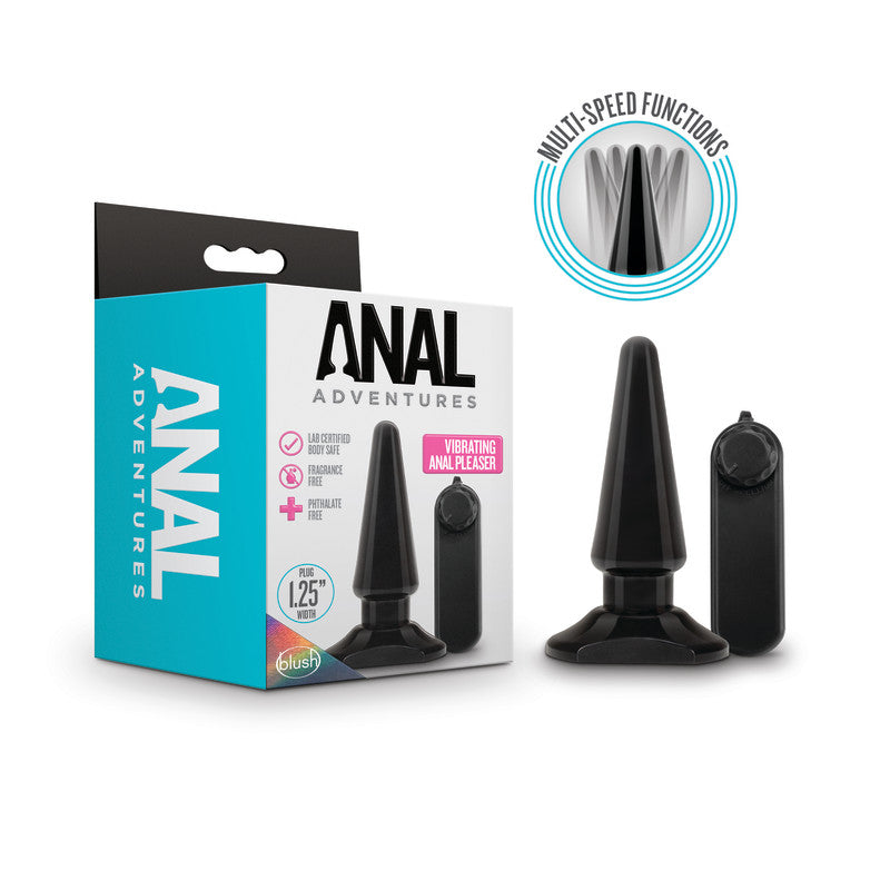 Anal Pleasures Basic Vibrating Butt Plug - Black (10.1 cm, Body-Safe, USB Rechargeable)