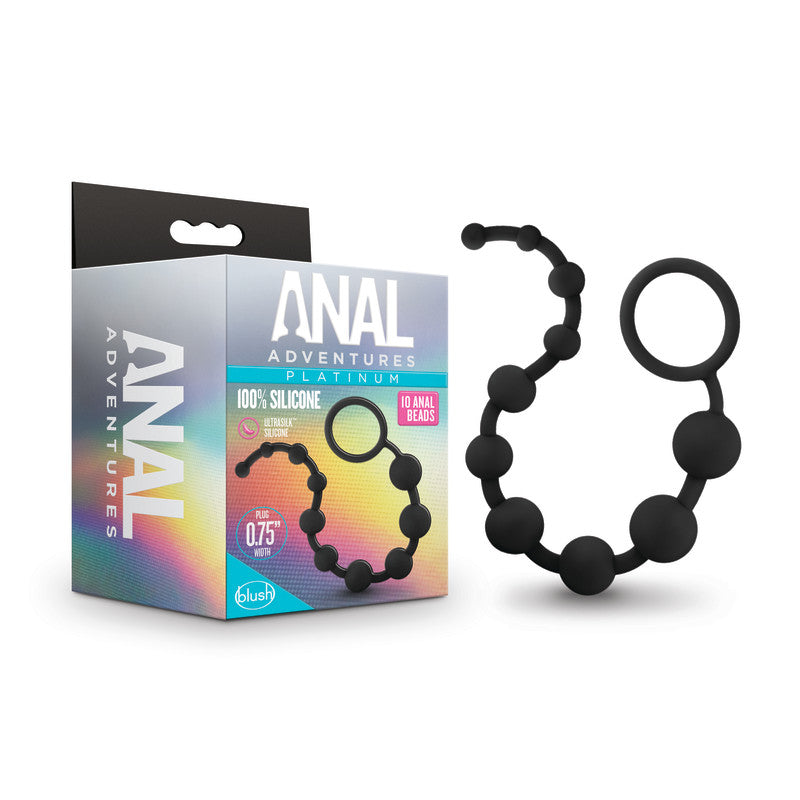 Platinum Wellness 10-String Anal Beads - Black - 31.7 cm Body-Safe Pleasure Beads