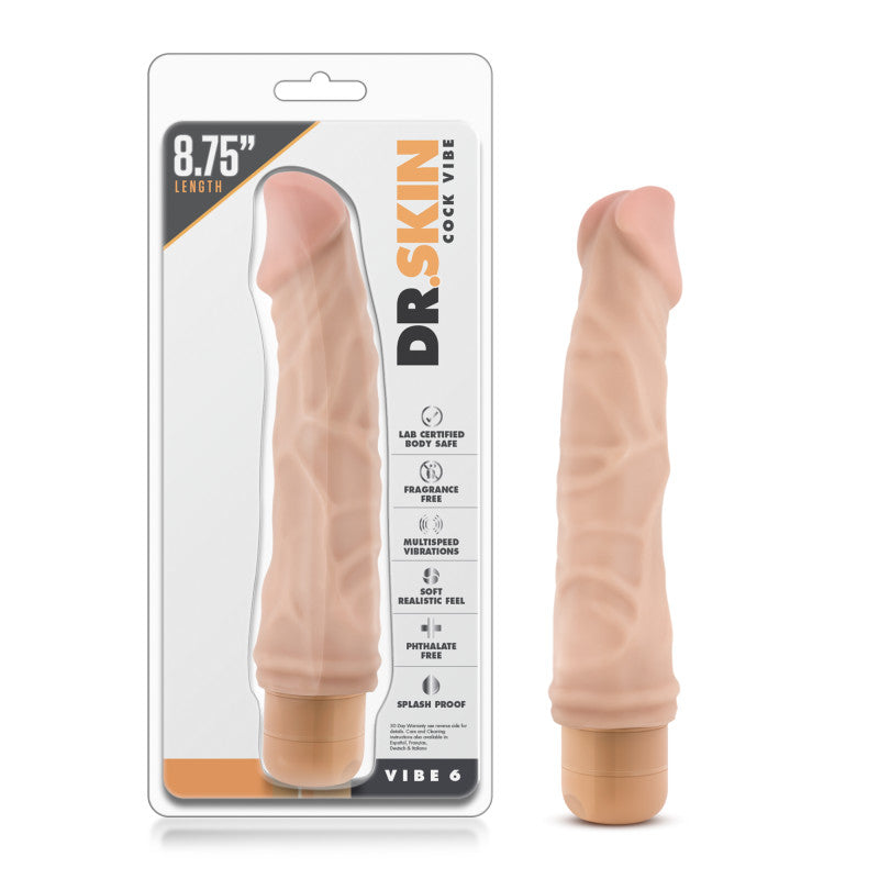 Dr. Skin Body-Safe Vibrating Dong – Flesh 21.6 cm (6 - 8.5'' Realistic Cock Vibe)