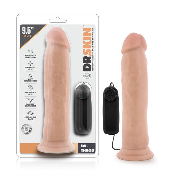 Dr. Skin Dr. Throb Vibrating Dong - Flesh 9.5" for Couples and Solo Use