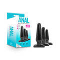 Anal Adventures Basic Plug Kit - Body-Safe Silicone Butt Plugs in 3 Sizes (Black, Beginner-Friendly Set)