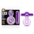 Play With Me - Lick It - Vibrating Cock & Ball Rings in Purple (Body-Safe, Adjustable Fit)