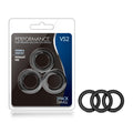 Performance VS2 Premium Body-Safe Silicone Cock Rings – Black Set of 3 (Small Size, Perfect for Enhanced Pleasure)