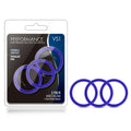 Performance VS1 Premium Silicone Cock Rings – Indigo Blue Medium Set of 3 (Body-Safe, Durable, Comfortable Fit)