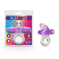 Play With Me Body-Safe Vibrating C-Ring - Clear/Purple Rechargeable Cock Ring