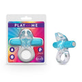 Play With Me Body-Safe Vibrating Cock Ring - Clear/Blue Dual-Action C-Ring for Enhanced Pleasure (USB Rechargeable)
