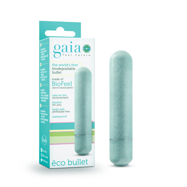 Gaia Eco-Friendly Bullet Vibrator - Aqua Blue (8.9 cm / 3.5 inches, USB Rechargeable)