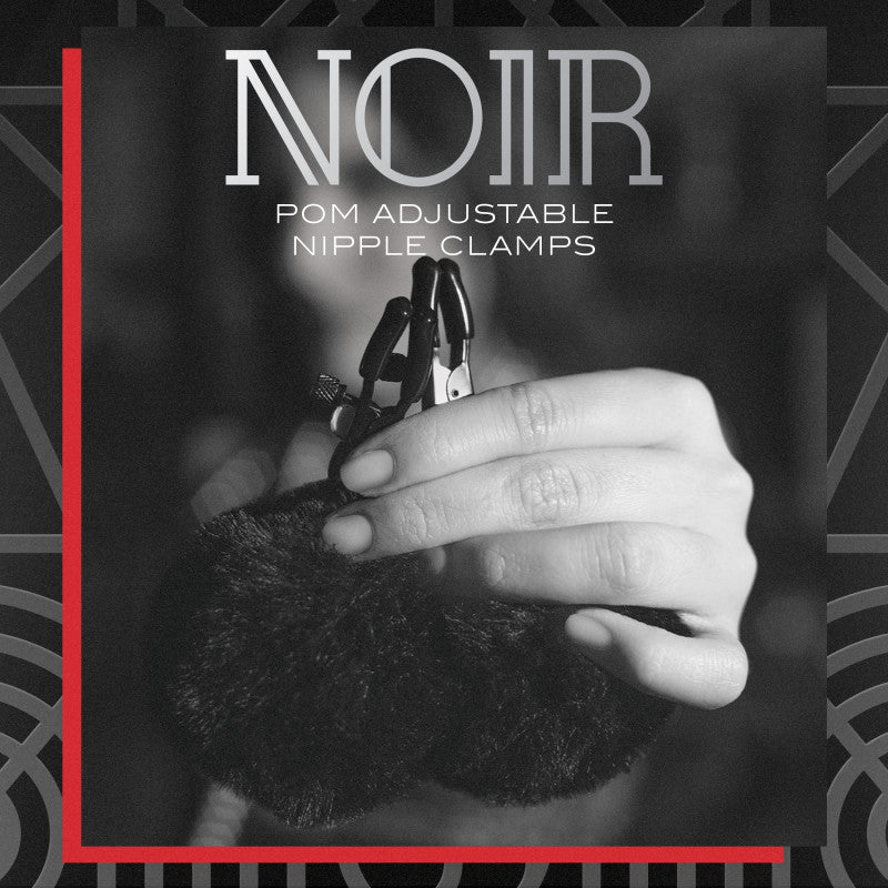 Noir Pom Body-Safe Adjustable Nipple Clamps – Furry Black Design for Enhanced Sensation