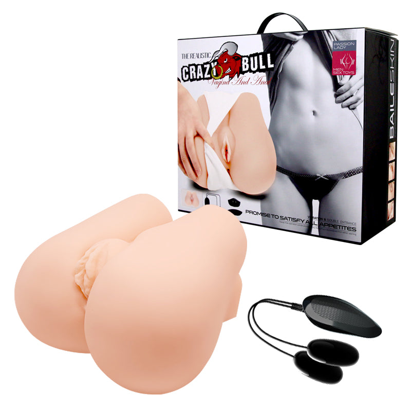 CRAZY BULL Body-Safe Vibrating Missionary Torso Masturbator – Flesh Color (USB Rechargeable, Realistic Design)