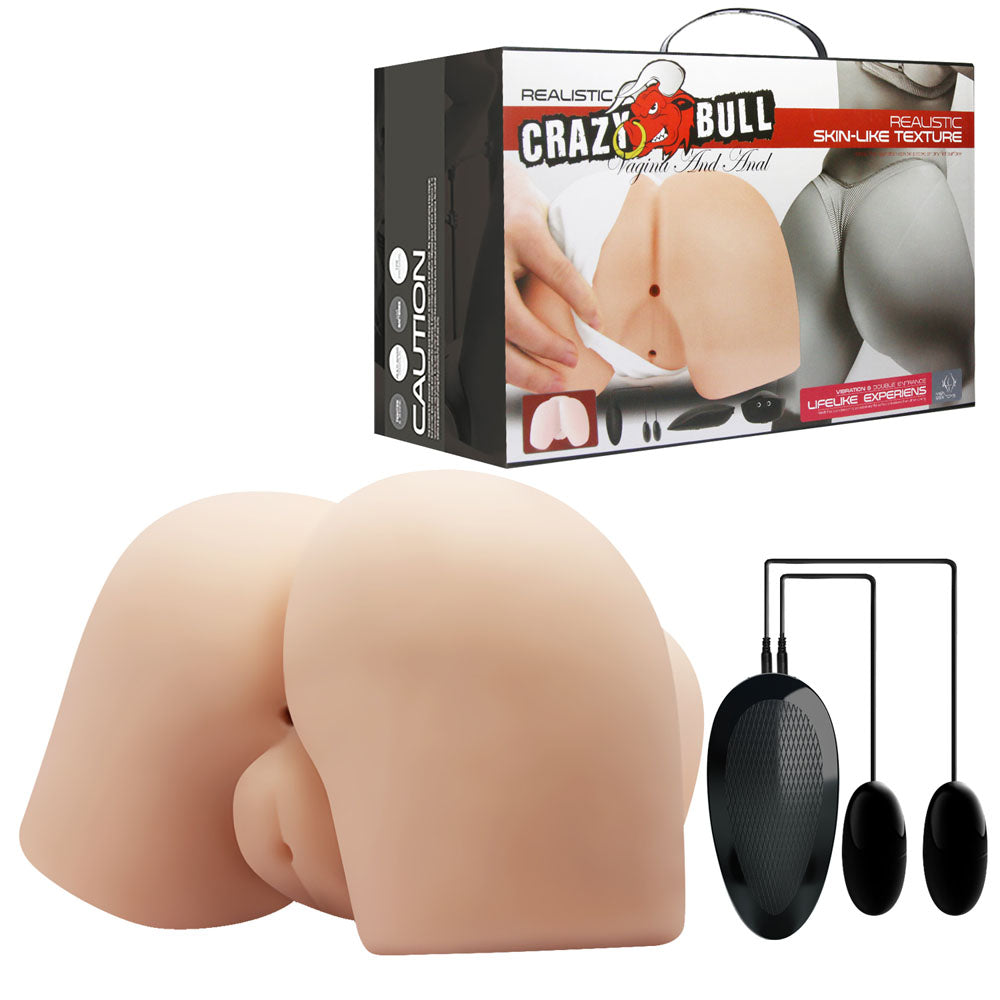 CRAZY BULL Body-Safe Vibrating Doggy Torso Masturbator - Flesh Texture for Enhanced Pleasure (USB Rechargeable)