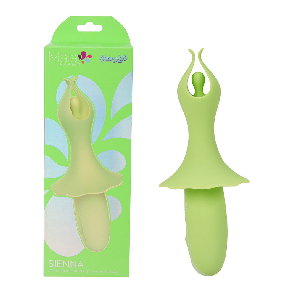 Maia SIENNA - Green - 15.2 cm USB Rechargeable Fluttering Bullet for Body-Safe Pleasure